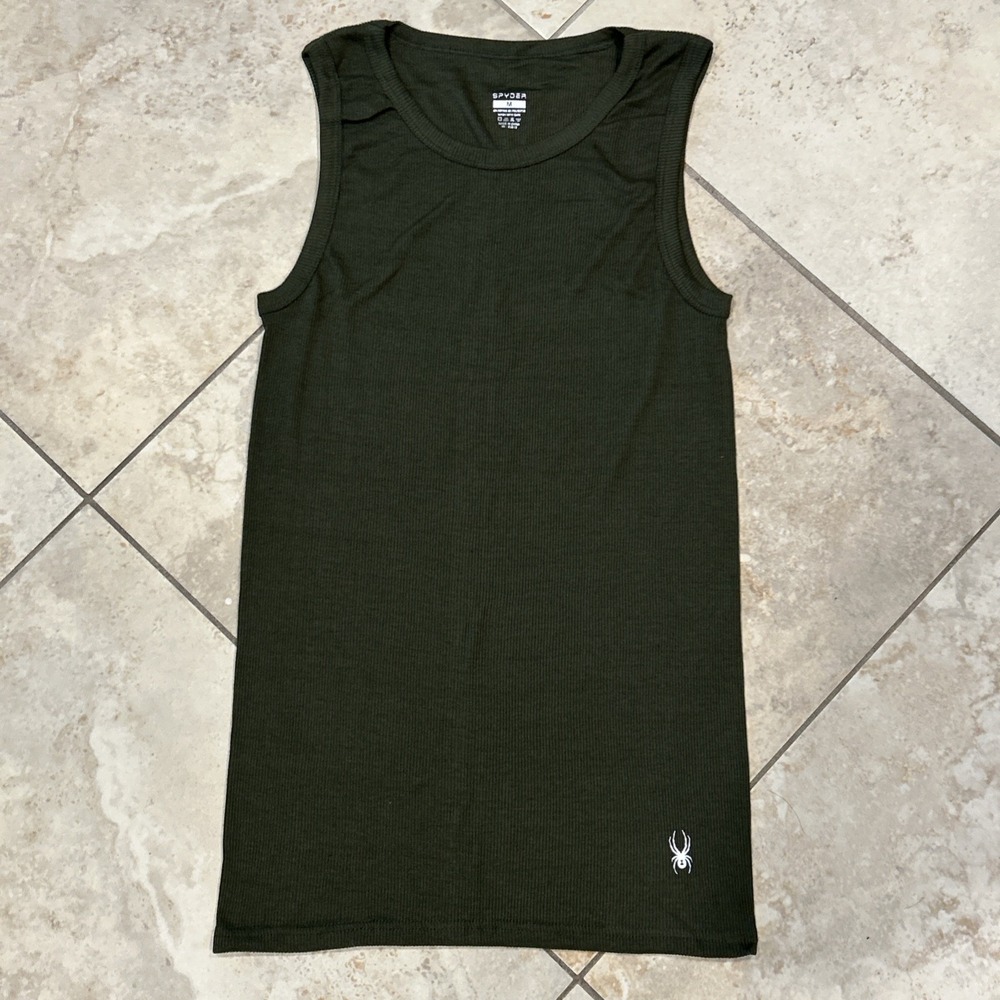 Spyder Pro Cotton Pro Stretch Tank Tops A-Shirt Mens M Green Sleeveless Stretch